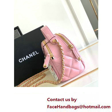 Chanel Calfskin  &  Gold-Tone Metal Chain Bowling Bag AP3586 Pink 2024